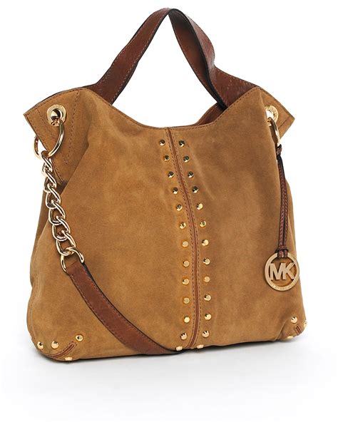 michael kors suede handbag brown|Michael Kors handbags with studs.